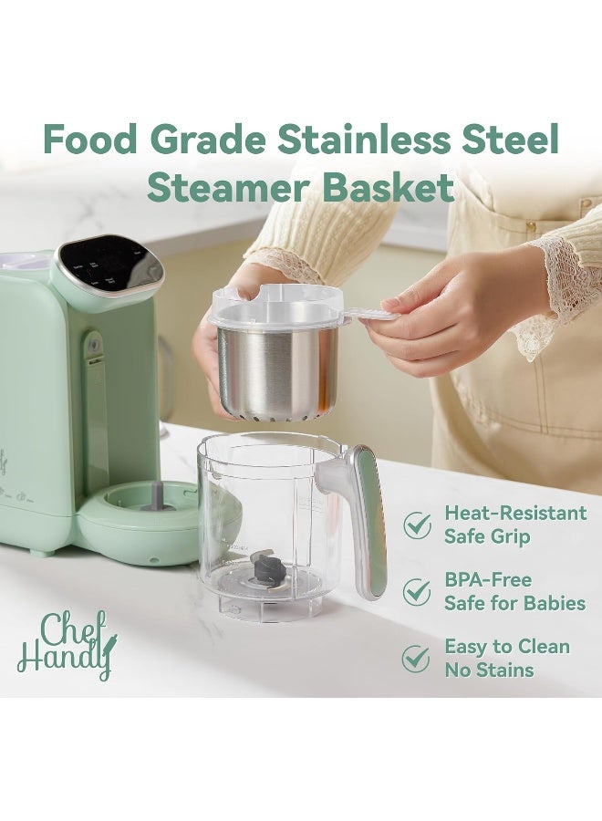 Chefhandy Baby Food Maker, 5 in 1 Baby Food Processor, Smart Control Multifunctional Steamer Grinder with Steam Pot, Auto Cooking & Grinding, Baby Food Warmer Mills Machine, Green - Image 4