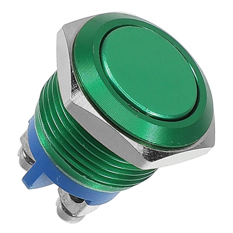 Green 16mm Momentary Metal Push Button Switch Self Reset with Screw Terminal - Image 2