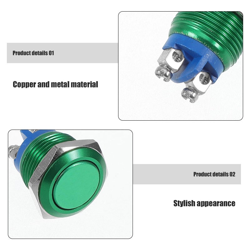 Green 16mm Momentary Metal Push Button Switch Self Reset with Screw Terminal - Image 4
