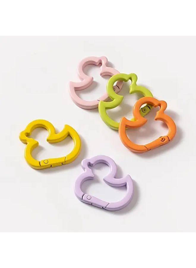 12 Colorful Duckling Shaped Alloy Key Rings With Spring Clasp For Craft Jewelry - Image 4