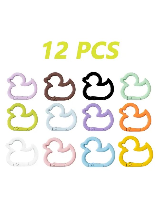 12 Colorful Duckling Shaped Alloy Key Rings With Spring Clasp For Craft Jewelry - Image 1