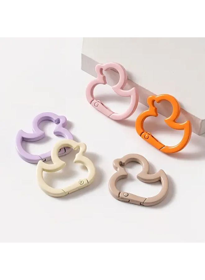12 Colorful Duckling Shaped Alloy Key Rings With Spring Clasp For Craft Jewelry - Image 3