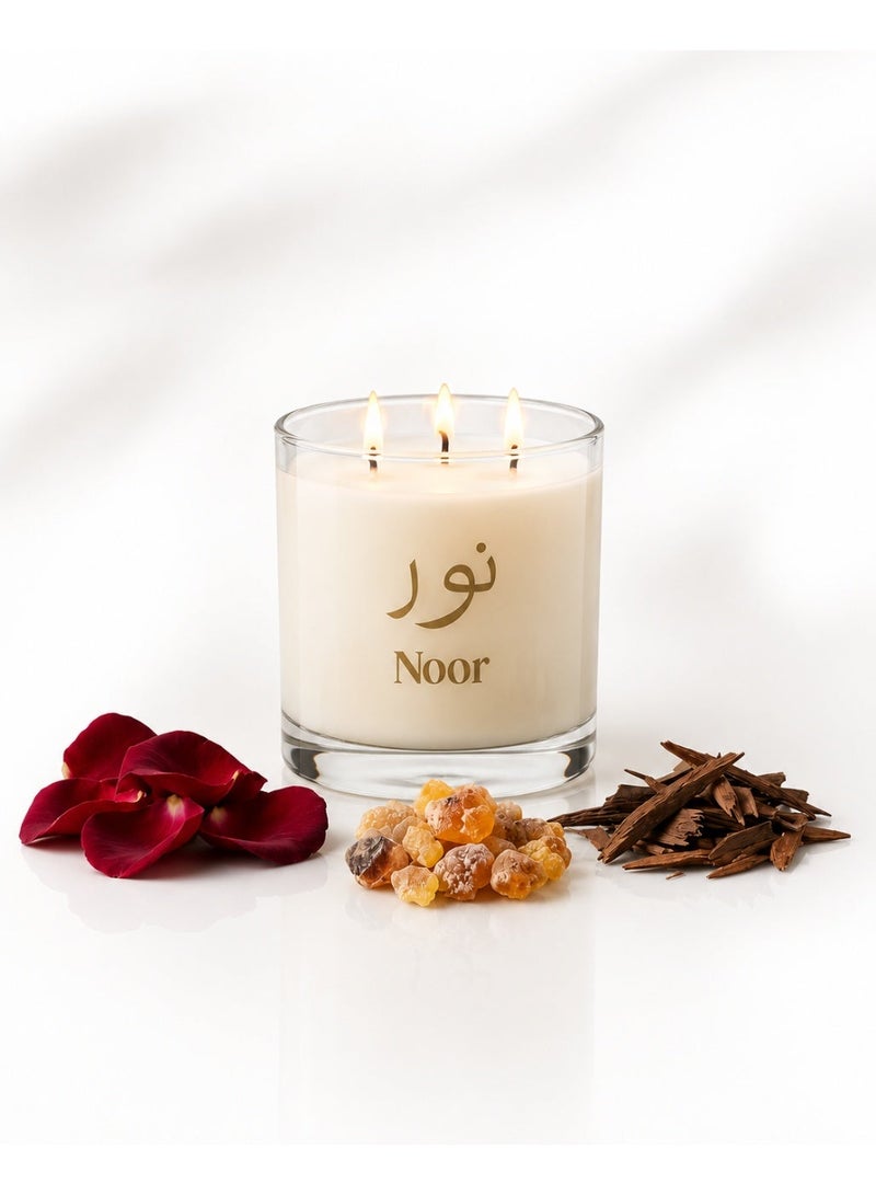 Noor Fragrances Baccarat Aura Luxury Scented Candle 380g – Premium Amber & Floral Home Fragrance Candle - Image 2