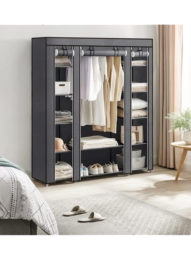 Zaboon Canvas Fabric Wardrobe Organizer Gray 130X175X45Centimeter - Image 1