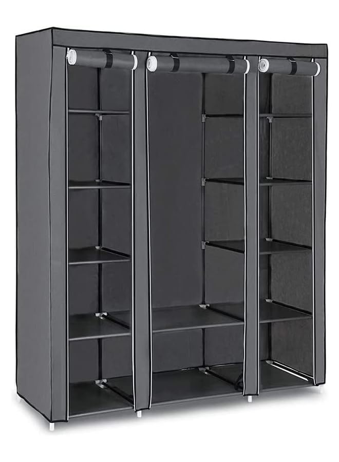 Zaboon Canvas Fabric Wardrobe Organizer Gray 130X175X45Centimeter - Image 3