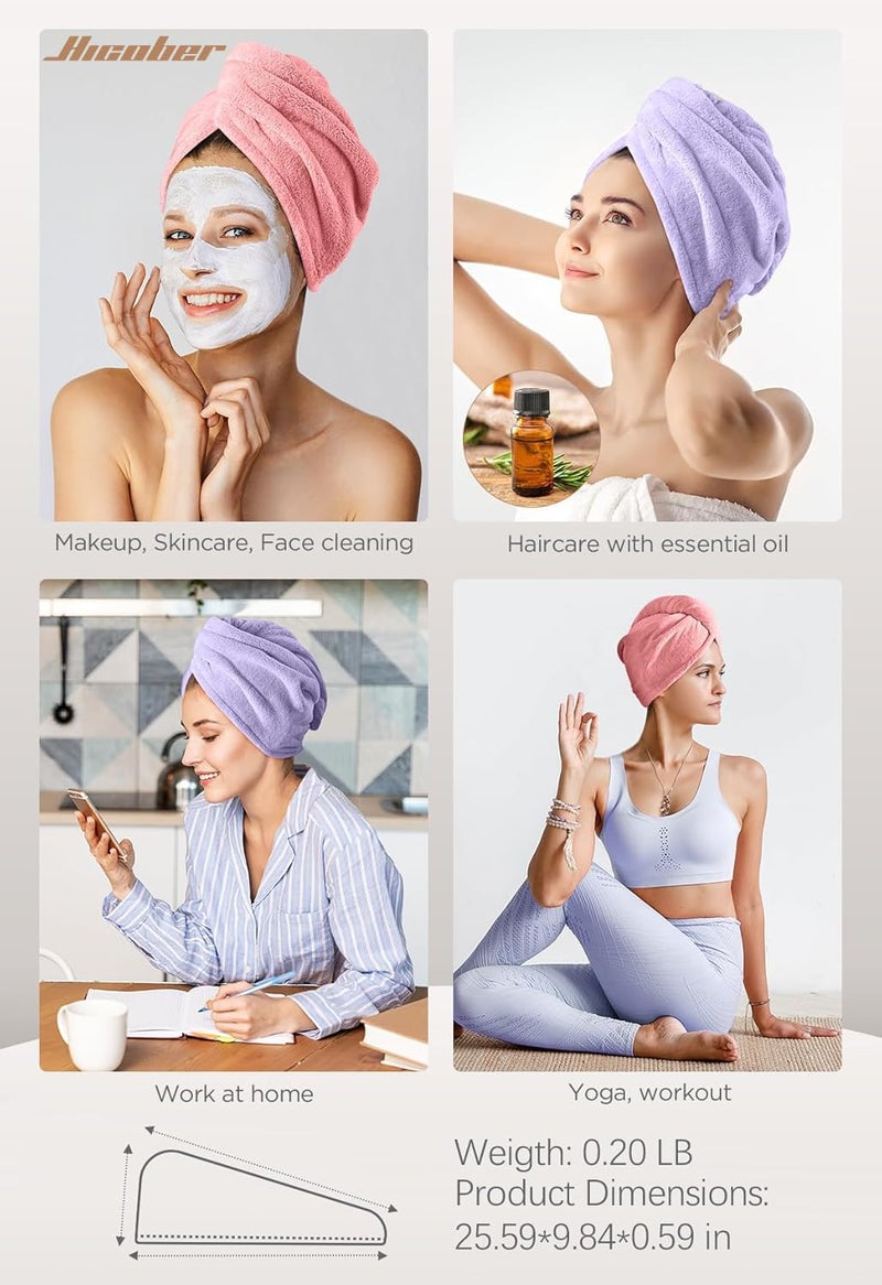 Hicober Microfiber Hair Towel, 2Packs Hair Turbans Wrap for Women Wet Hair, Hair Drying Towels for Curly Hair Anti Frizz(Purple,Pink) - Image 5