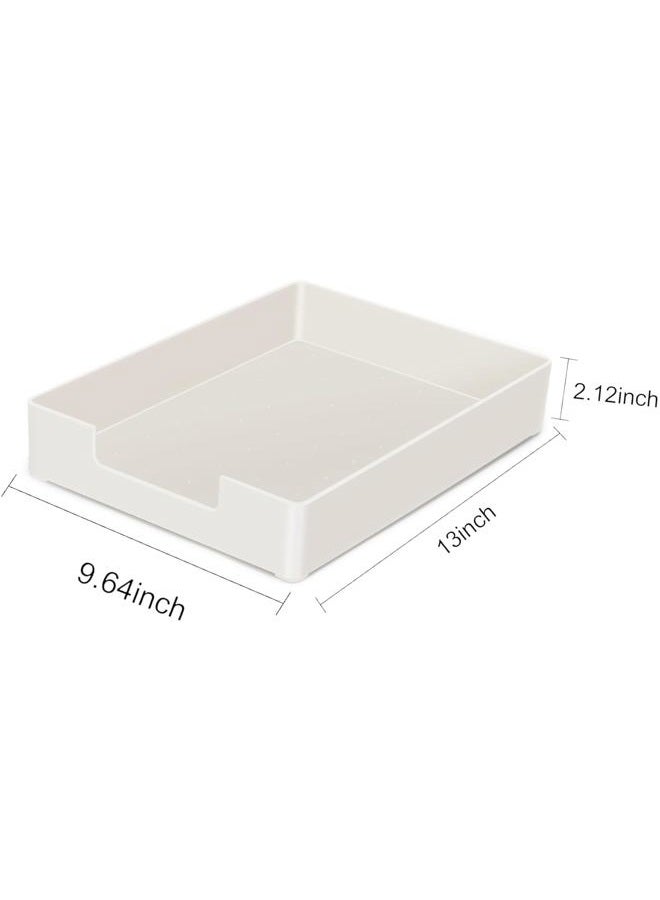 RHONZHAO Desk Letter Tray, A4 Size Plastic Stackable File Document Organizer, Office Desktop File Paper Holder, Book Storage Rack,Anti-Skid Stacking Support for Office Supplies (White,2-Pcs) - Image 3