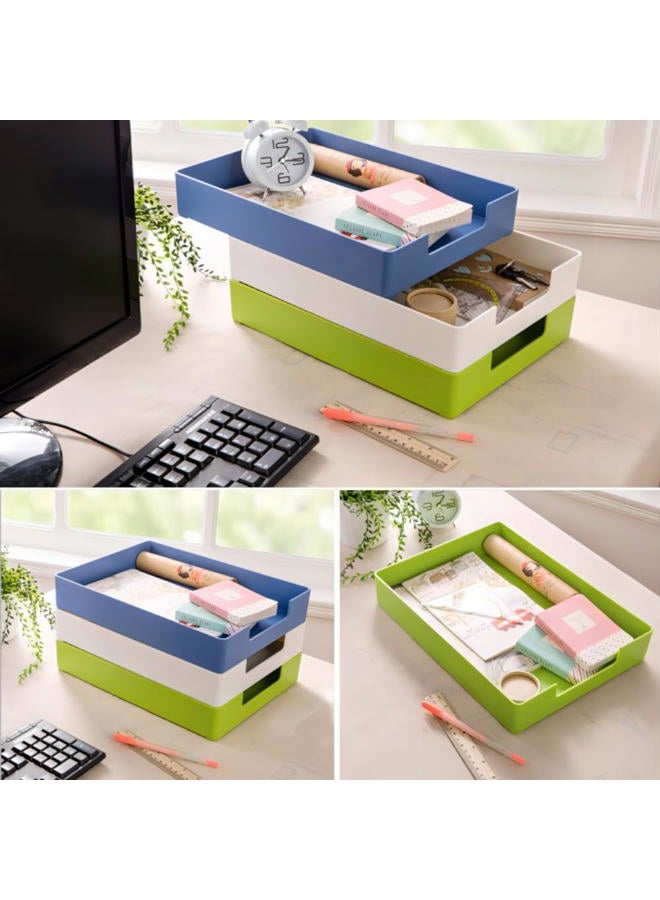 RHONZHAO Desk Letter Tray, A4 Size Plastic Stackable File Document Organizer, Office Desktop File Paper Holder, Book Storage Rack,Anti-Skid Stacking Support for Office Supplies (White,2-Pcs) - Image 4