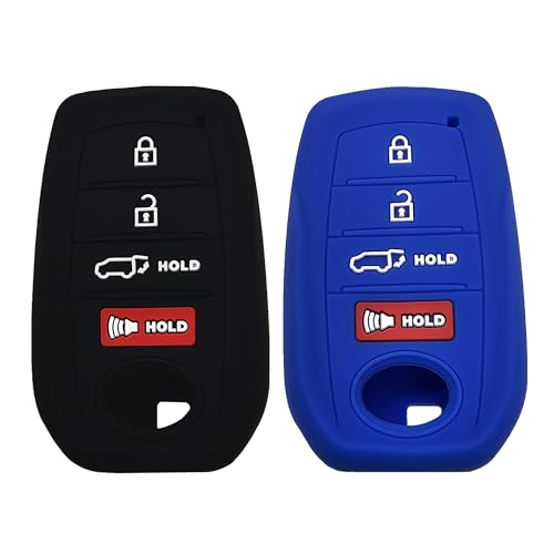 Autobase Key fob Cover for Toyota 2025 Camry 20192026 Land Cruiser 20212026 Venza Hilux Fortuner 20232026 Highlander Tundra Corolla bZ4X Prius 4 Buttons Black and Blue - Image 1