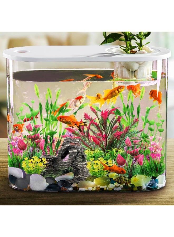 BAZARU Aquarium Decorations Set - Artificial Plants & Resin Cave Rock for Freshwater/Saltwater Tanks, Non-Toxic Fish Tank Accessories with Stable Base & Natural Hideouts (12 Pcs Set) - Image 4