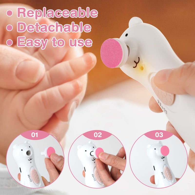 haakaa Electric Nail Trimmer Replacement Pads Baby Nail Trimmer Heads Compatible with All haakaa Nail Trimmers, Suitable for 0-3 Months, Pink - Image 2