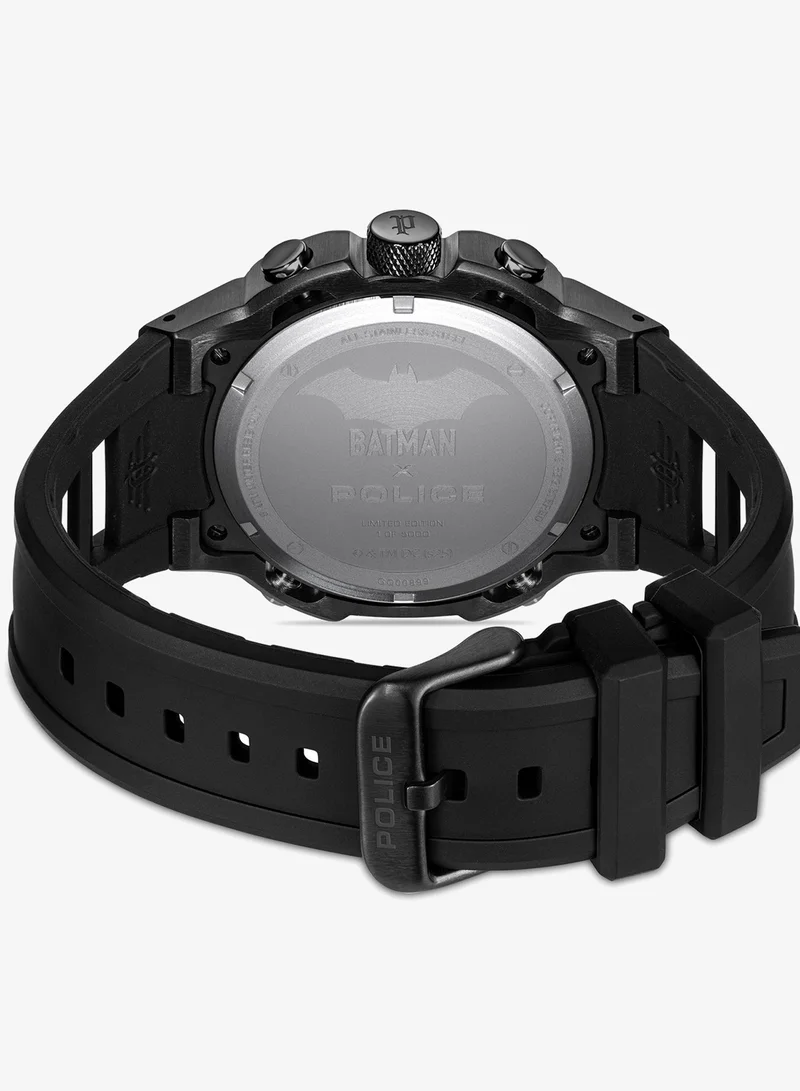 Police Black Carbon Men's Crusader Black Carbon Dial Silicone Strap Multifunction Watch Set for Men, 46mm for Men | Best Price UAE