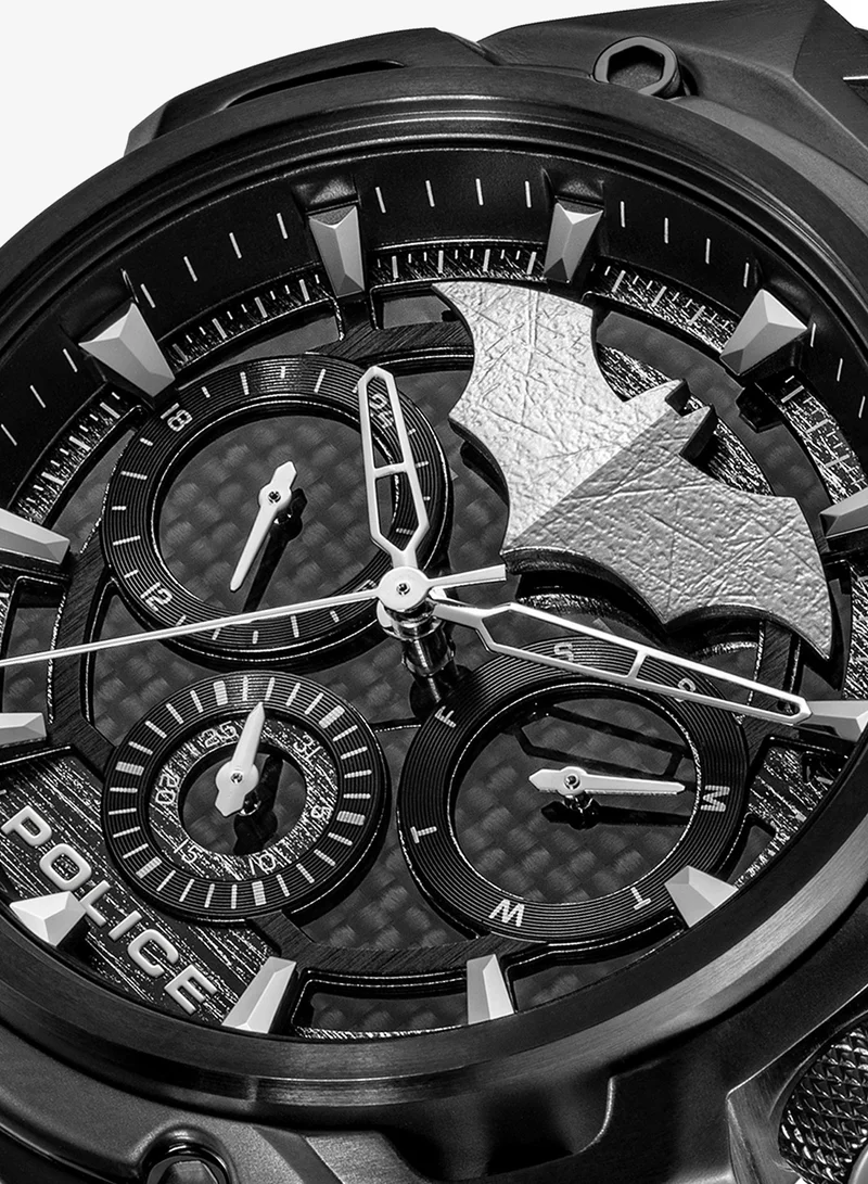 Police Black Carbon Men's Crusader Black Carbon Dial Silicone Strap Multifunction Watch Set for Men, 46mm for Men | Best Price UAE