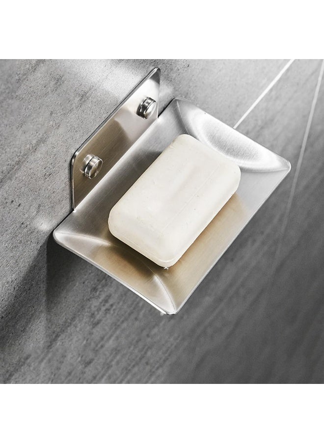 موثوقية التنبؤ حامل أطباق الصابون، رف أطباق الصابون مثبت على الحائط، تصريف ذاتي بدون حفر، تخزين قابل للطي، مصنوع من الفولاذ المقاوم للصدأ السميك المقاوم للصدأ، صينية إسفنجية للحمام والمطبخ (فضي) - Image 5