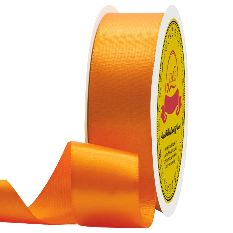 LEEQE Double Face Autumn Orange Satin Ribbon 112 inch X 50 Yards Polyester Autumn Orange Ribbon for Gift Wrapping Very Suitable for Weddings Party Invitation Decorations and More