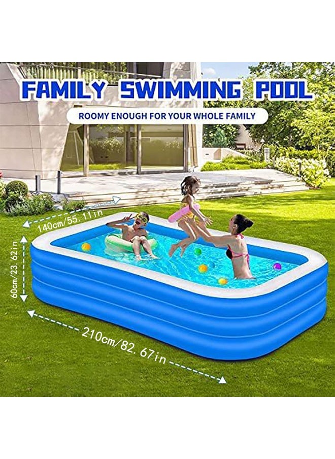 VUCATIN Inflatable Swimming Pool Thickened Full-Sized Above Ground Kiddie Inflatable Family Swimming Lounge Pool Outdoor Toys for Kids & Adults Blow up Pool for Backyard Patio (210 x 140 x 60 cm（L x W x H）)  - Image 2