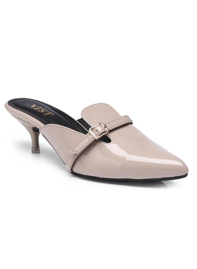 جنيست GNIST Buckle Detail Pointed Toe Kitten Heel Mules