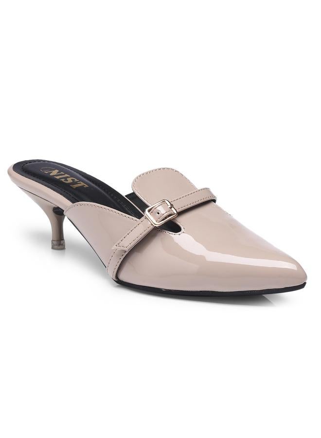 GNIST Buckle Detail Pointed Toe Kitten Heel Mules - Image 2