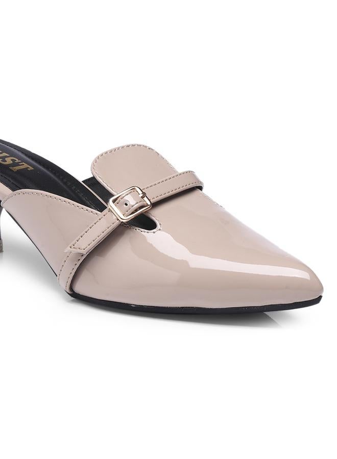 GNIST Buckle Detail Pointed Toe Kitten Heel Mules - Image 3