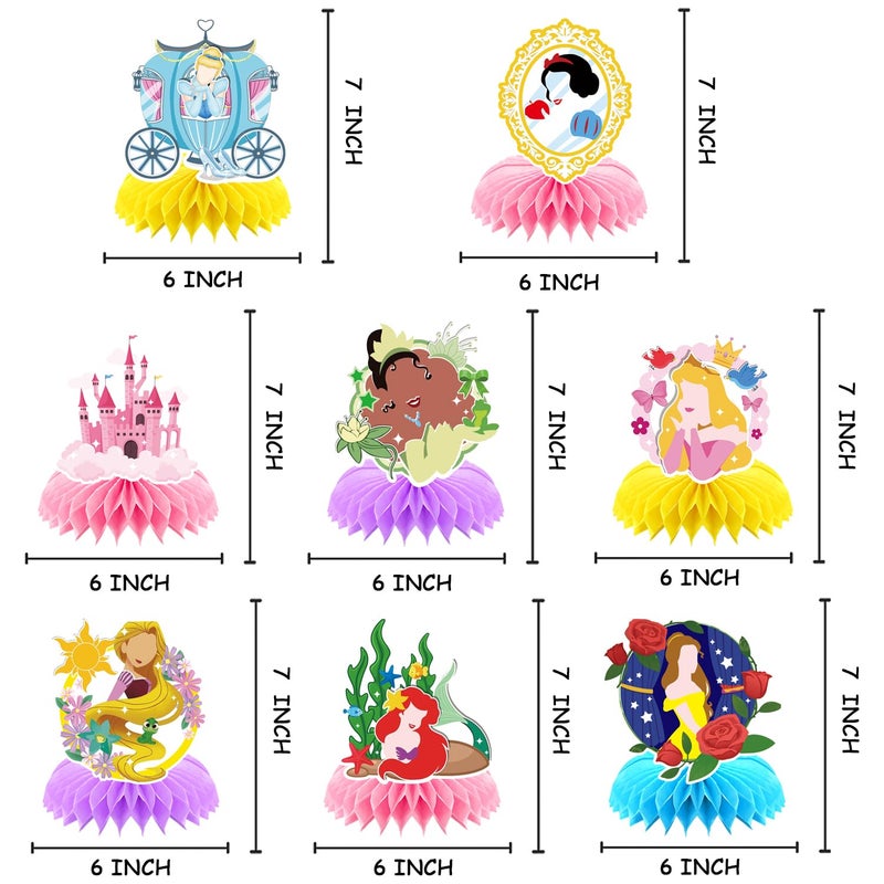 Ou Rui 8Pcs Girl Princess Birthday Party Supplies, Princess Girl Honeycomb Centerpieces Seven Girls Theme 3D Table Decorations - Image 4