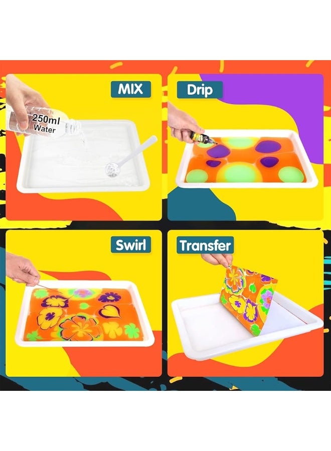 Coodoo Water Marbling Paint for Kids - Arts and Crafts for Girls & Boys Crafts Kits Ideal Gifts for Kids Age 3-5 4-8 8-12 - Image 1