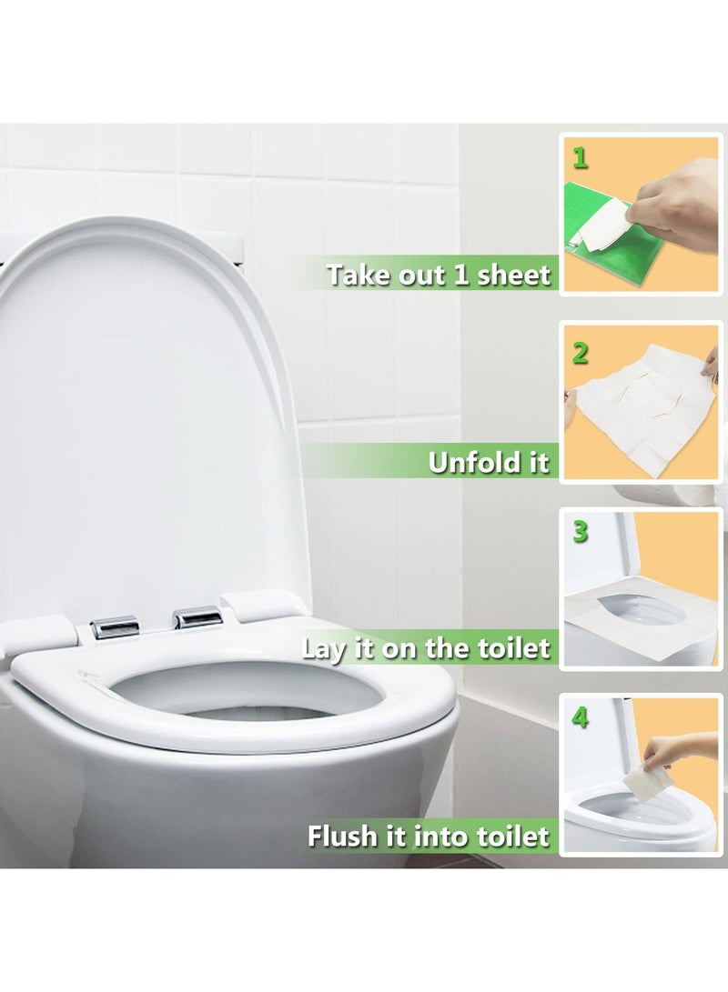 KASTWAVE 100 Pcs Toilet Seat Covers Disposable,Flushable Portable Travel Toilet Seat Paper Cover for Adults,Kids Potty Training,Travel,10 Individually Packing - Image 3