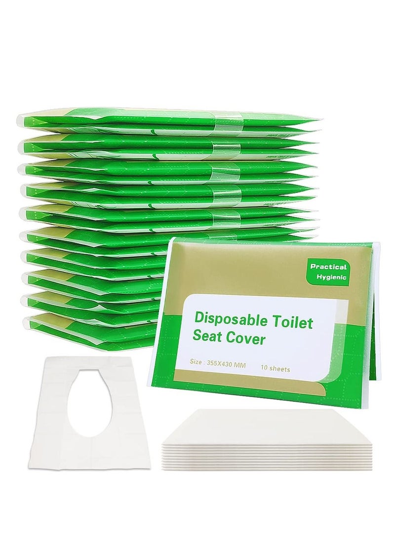 KASTWAVE 100 Pcs Toilet Seat Covers Disposable,Flushable Portable Travel Toilet Seat Paper Cover for Adults,Kids Potty Training,Travel,10 Individually Packing - Image 1