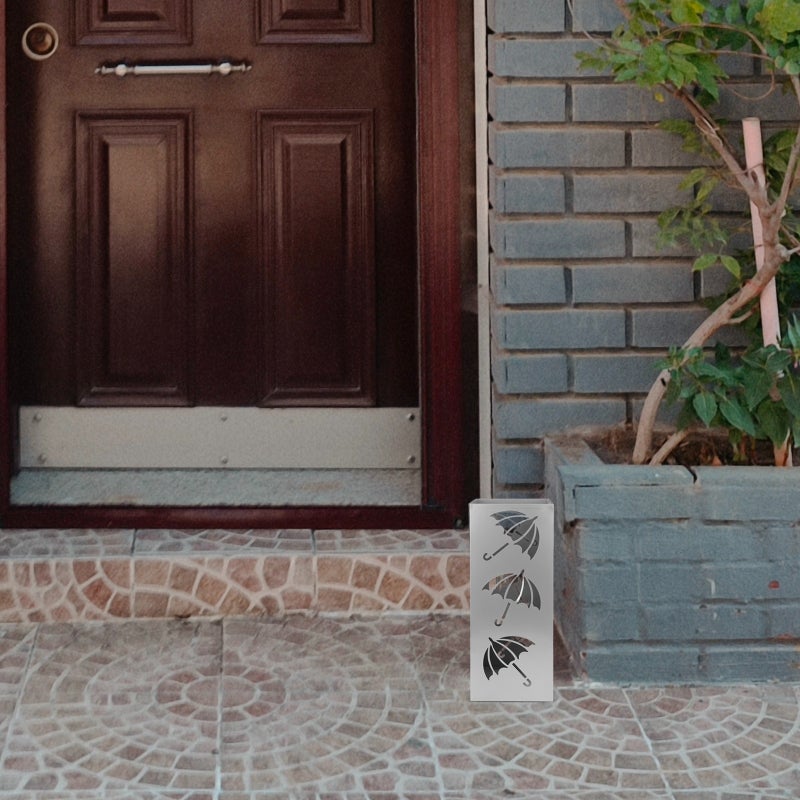 🏠 حامل مظلات معدني مزود بقاعدة للتثبيت للديكور المنزلي تصميم فضي مجوف - Image 5