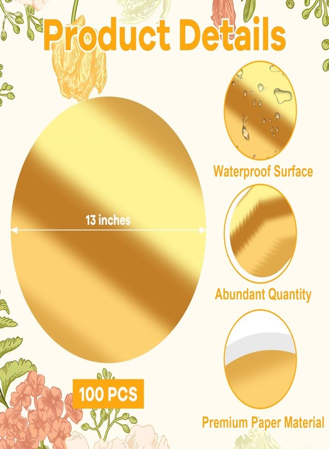 Vumdua 100 PCS Paper Gold Placemats, 13" Disposable Paper Placemats Decorative Gold Charger Round Dining Place Mats for Wedding Birthday Holiday Party Table Decoration - Image 3