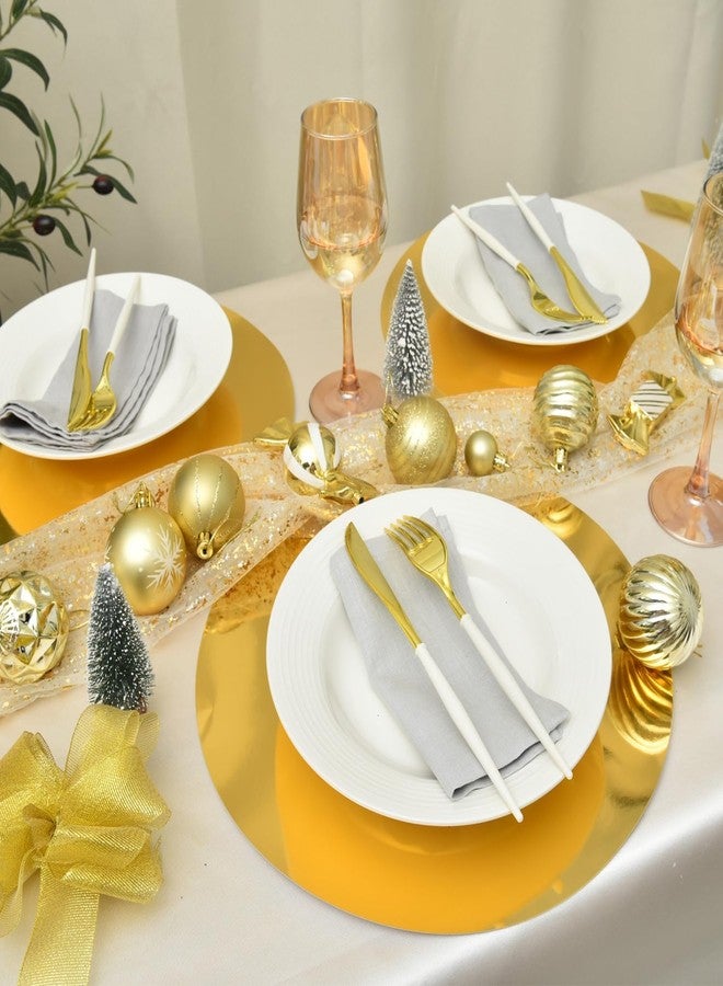 Vumdua 100 PCS Paper Gold Placemats, 13" Disposable Paper Placemats Decorative Gold Charger Round Dining Place Mats for Wedding Birthday Holiday Party Table Decoration - Image 4