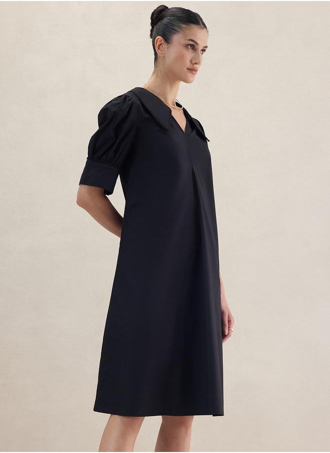 FEMELLA - فستان قطني صلب بكم طويل بطول الركبة - Image 1