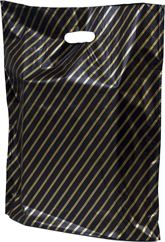 Kalbi Ticaret Kalpi Ticaret Striped Black Bag (No 3) 50 Pack Diagonal Reinforced Store Bags