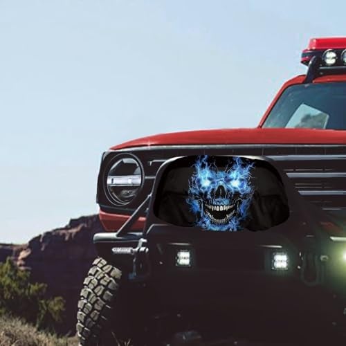 Mintulipy Blue Flaming Skull Explore Land Waterproof Universal Winch Cover Dust Resistant Winches Cover 23x11 x 11 inch Fits Most Electric Winches - Image 3