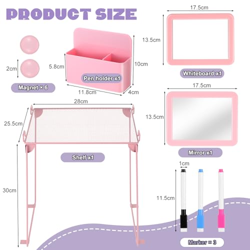 abcGoodefg Pink Locker Accessories Cute Locker Organizer Shelf Locker Decorations for Girls for School Locker with Magnetic Locker Mirror and Whiteboard Magnetic Pen Holder - Image 3