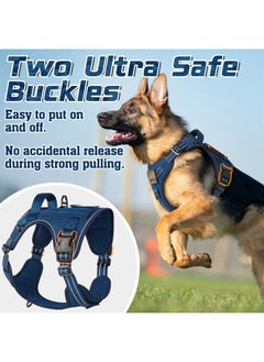 Rabbitgoo Tactical Dog Harness No Pull, Military Dog Vest Harness with Handle & Molle, Easy Control Service Dog Harness for Medium Dogs Training Walking, Adjustable Reflective Pet Harness, Blue, M  - Image 3