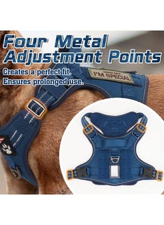 Rabbitgoo Tactical Dog Harness No Pull, Military Dog Vest Harness with Handle & Molle, Easy Control Service Dog Harness for Medium Dogs Training Walking, Adjustable Reflective Pet Harness, Blue, M  - Image 2