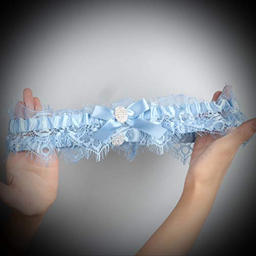 LOWOSAIWOR Blue Wedding Garters for Women,Vintage Garters Belt for Wedding Leg Garter Set for Bride,Garters for Bride (blue+lake blue) blue garters for bride - Image 5