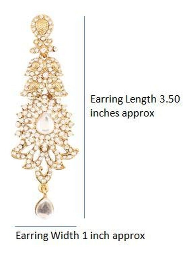 Touchstone Indian Bollywood Paisley Rhinestone Designer Bridal Jewelry Earrings for Women in Antique Gold Tone - Image 4