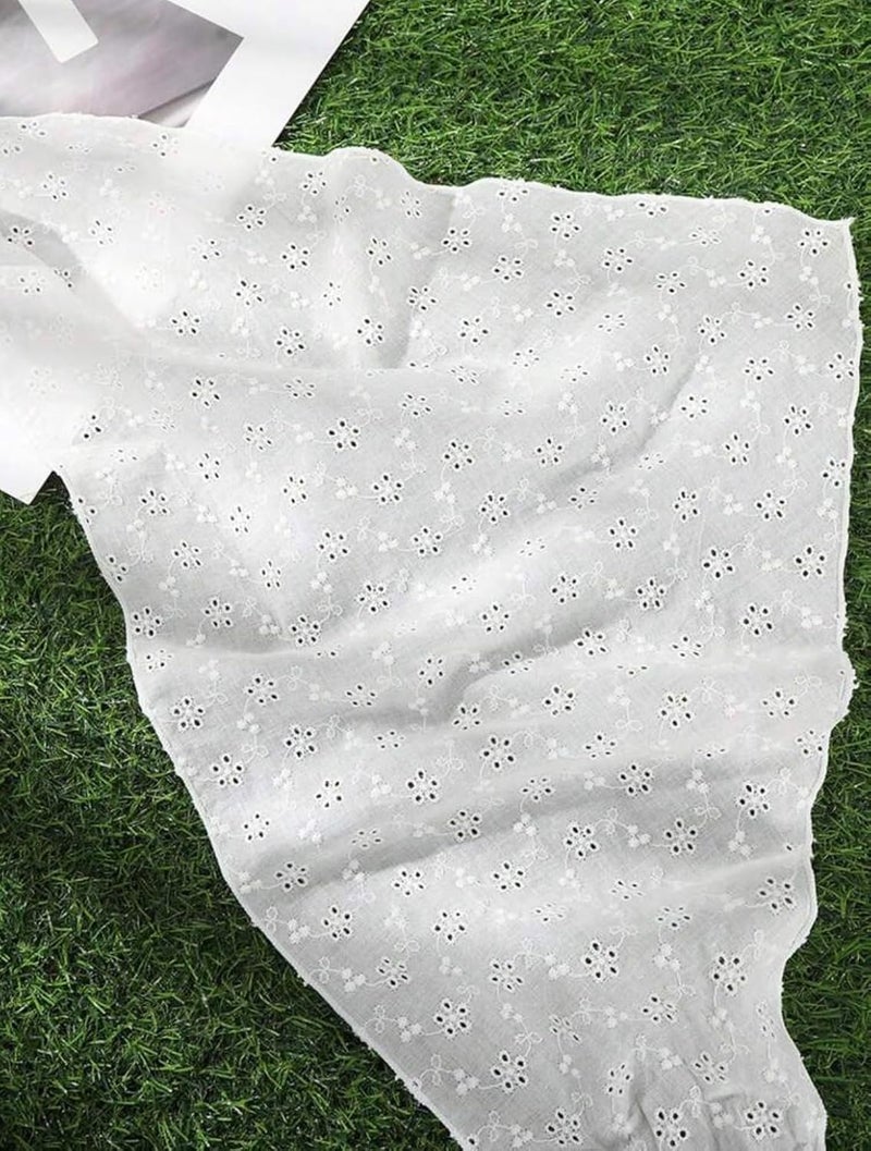 Tazweeq Vintage Floral Pattern Head Scarf Headband - Breathable Boho Triangle Design (White) - Image 3