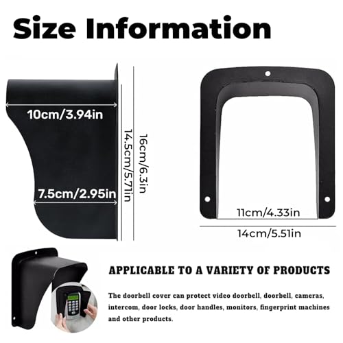 Funnytek Waterproof Video Doorbell Cover Anti-Glare Doorbell Rain Cover Large Size Camera Doorbell Cover for Video Doorbell, Fingerprint Lock, Camera Doorbell (Type-B) - Image 2