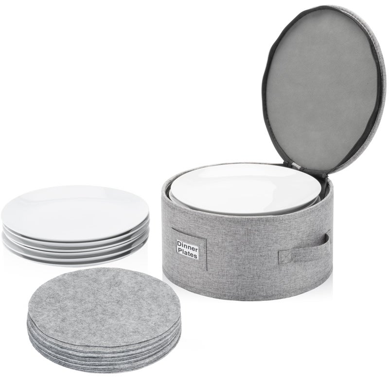 STOZU China Storage Container for Dinner Plate - Fit plates up to 11.5" W - Includes 12 Thick Felt Dividers. Hard Shell and Stackable with Padded Interior - Image 1