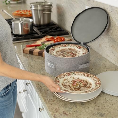 STOZU China Storage Container for Dinner Plate - Fit plates up to 11.5" W - Includes 12 Thick Felt Dividers. Hard Shell and Stackable with Padded Interior - Image 3