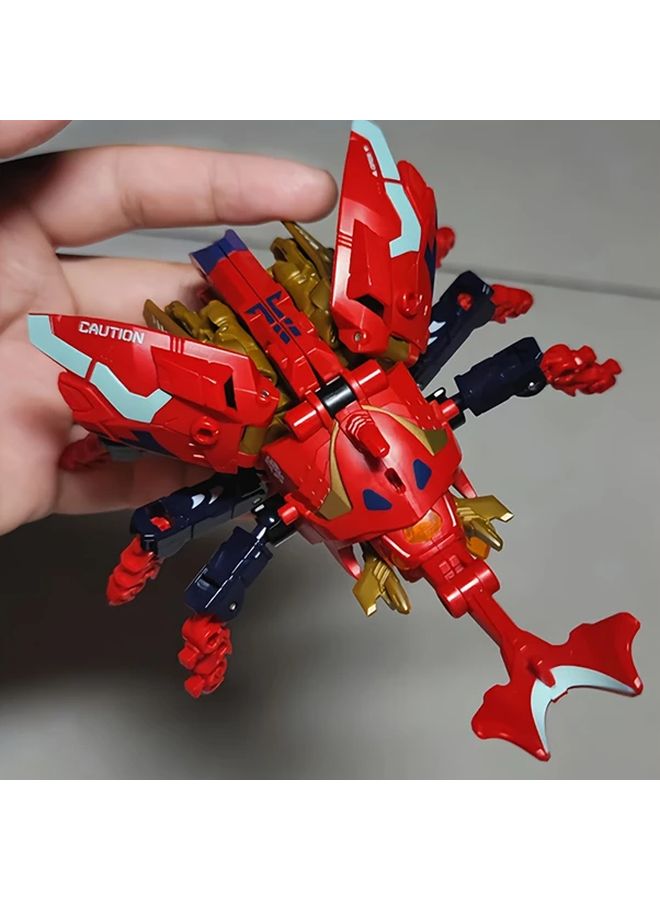 Red Unicorn Steering Beetle Mecha Transformable Toy 3 In 1 Rhinoceros Beetle Fighter Jet Square With Storage Box - Image 1