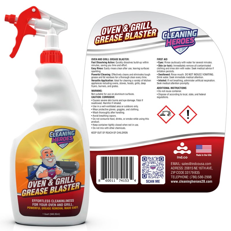 CLEANING HEROES Oven and Grill Cleaner, 32 Fl Oz - BBQ Cleaner and Degreaser - Perfect for Air Fryers, Stoves, Baked-On Grease and Food Buildup - Image 2