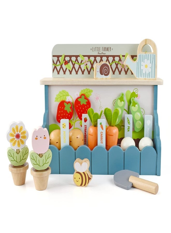 PairPear Montessori Wooden Vegetable Matching Toy - Play Food Garden Set for Toddlers 3+, Preschool Learning Sorting & Farm Pretend Play, Farm Food Recognition & Fine Motor Skills Development - Image 1
