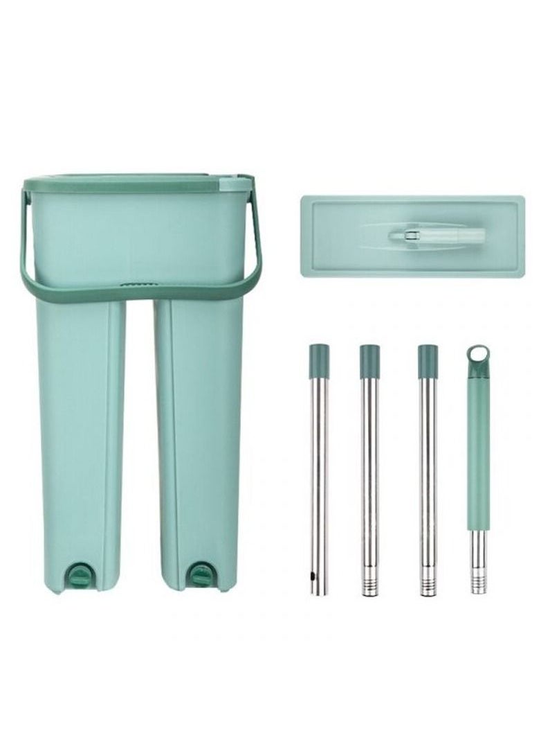Scratch Wringing Flat Bucket Hand Washing Flat Mop Telescopic Rod Microfiber Mop Set Bathroom Kitchen Floor Cleaner  - Image 1