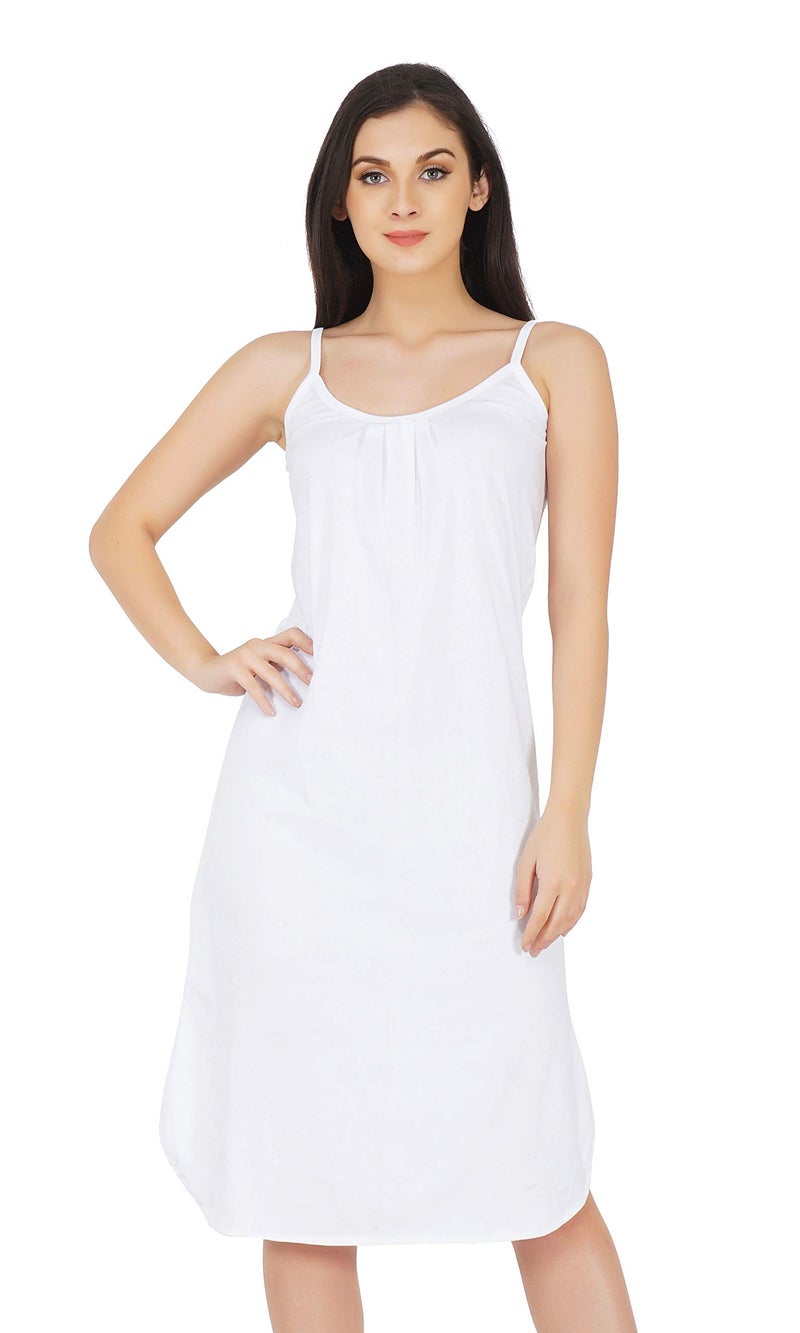 BLAZON Women's Cotton Hosiery Solid Maxi Sublime Night Dress (13005 White_01_M_White_M) - Image 1