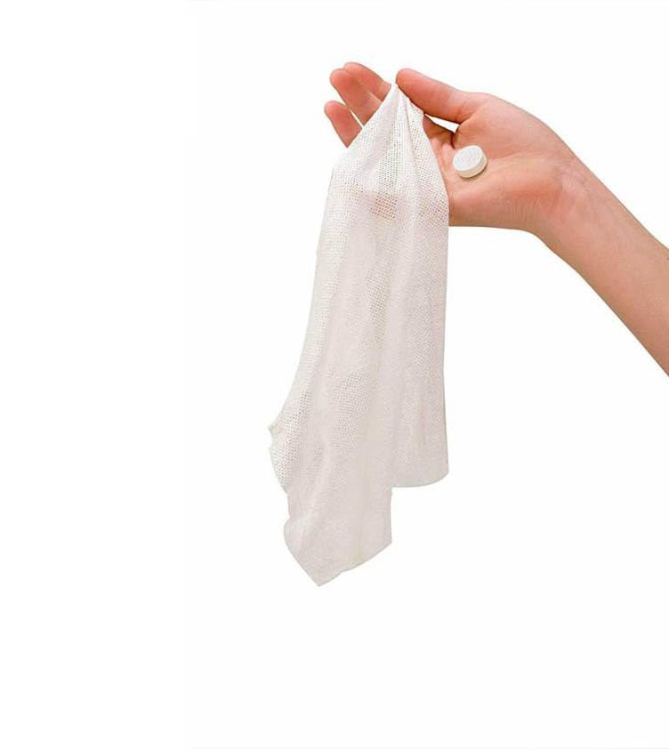 GINNI Magic Tablet Coin Tissue Mini Compressed Cotton Towel, Disposable, Biodegradable and Multi-Purpose Wipes Facial Tissues, Magic Napkin Expands With Water (Pack of 100 Pcs) - Image 4