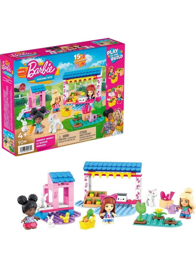 Mega Brands MEGA Barbie Toy Building Set, Farmer's Market With 3 Barbie Micro-Dolls, 4 Barbie Pets and Accessories, Easy To Build Set For Ages 4 and Up - Image 1