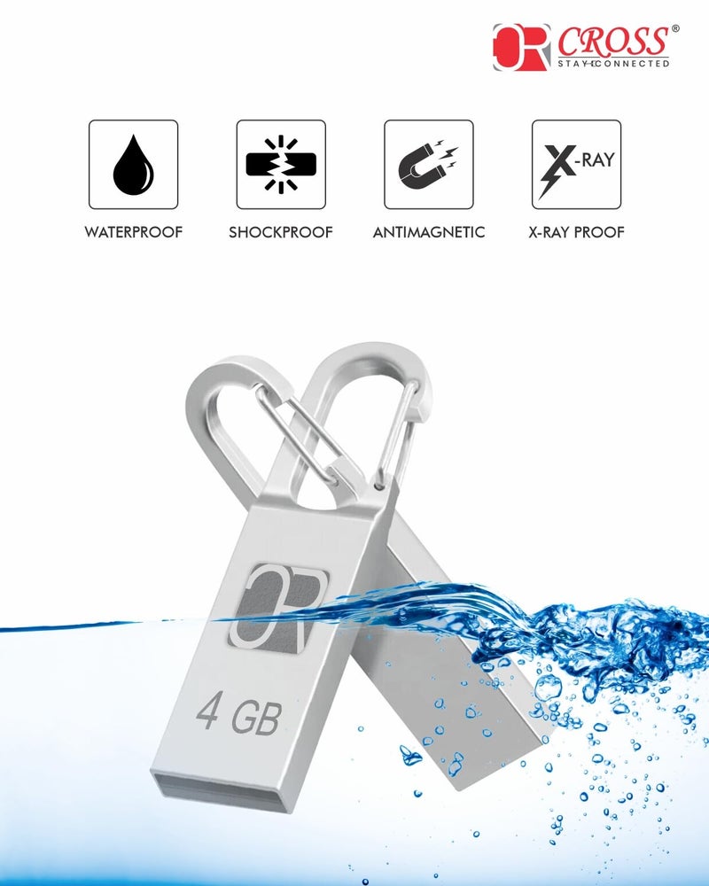 CROSS 3.0 USB Flash Drive/Pen Drive with Metal Body - Silver | External Storage Device 4GB 8GB 16GB 32GB 64GB 128GB 256GB Pen Drive | Compatible with Laptop, Desktop, Projector, Car, Audio (4GB) - Image 5